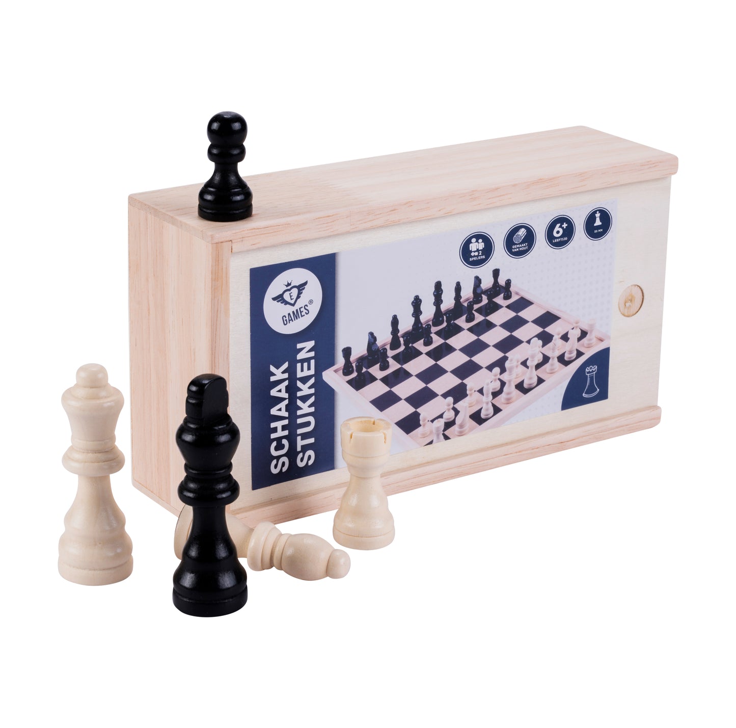 Compleet dam- en schaakspel incl. stukken en schijven Bord 42cm x 42cm