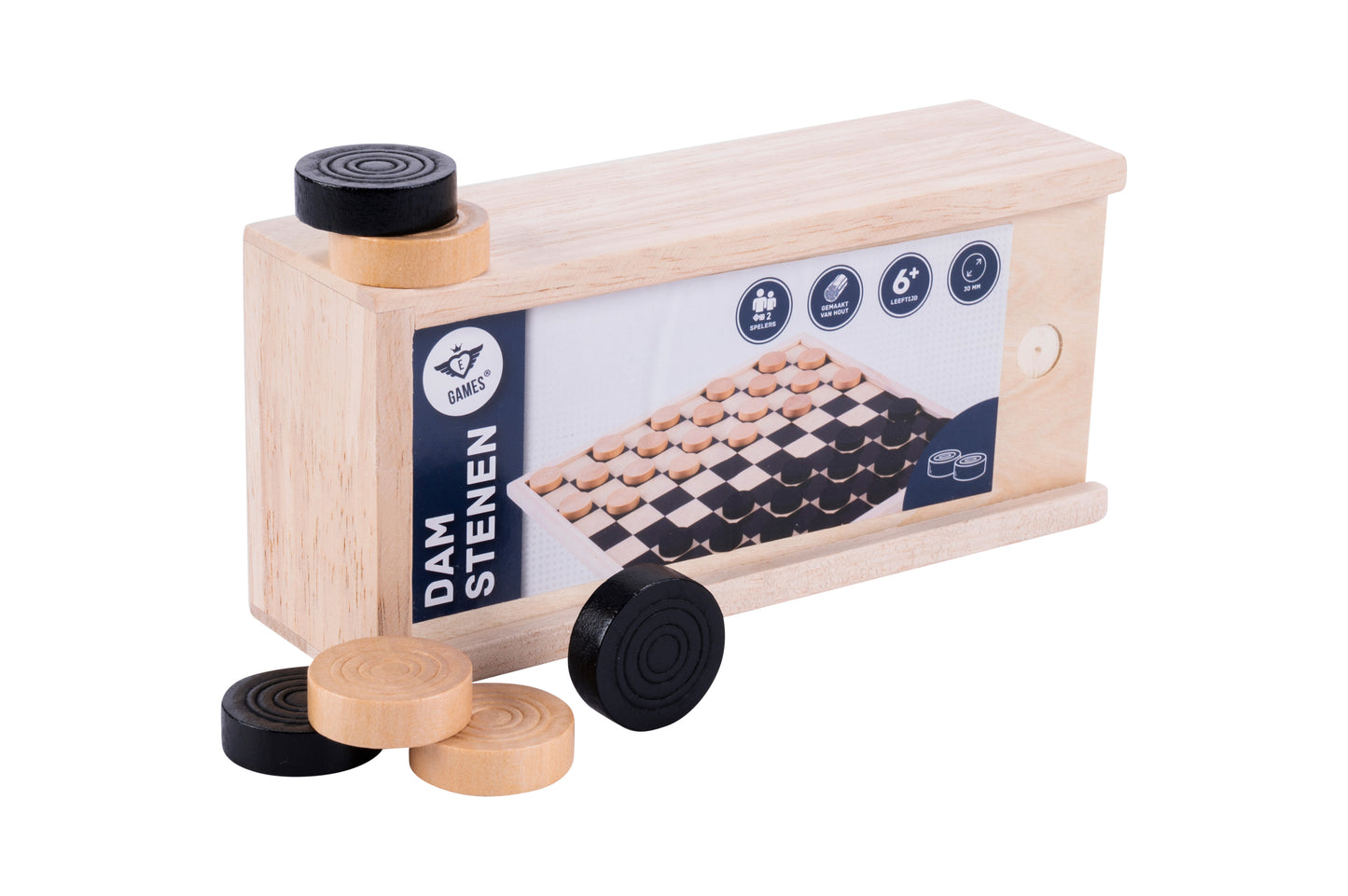 Compleet dam- en schaakspel incl. stukken en schijven Bord 42cm x 42cm