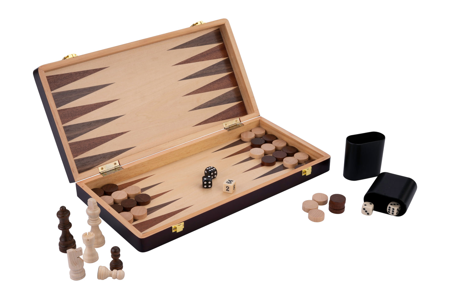Compleet schaakspel en backgammonspel 30cm x 30cm