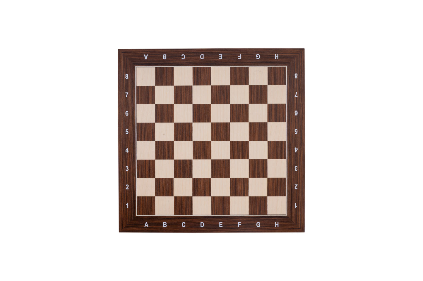 Schaakbord esdoorn- en acaciahout ingelegd. Afmeting 50 x 50 cm en velden van 50 x 50 mm