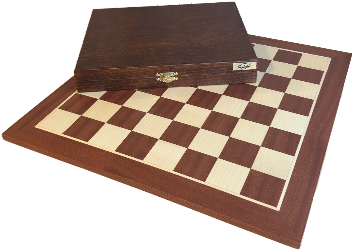 Schaakbord maat 5 met set Staunton de Luxe schaakstukken maat 5