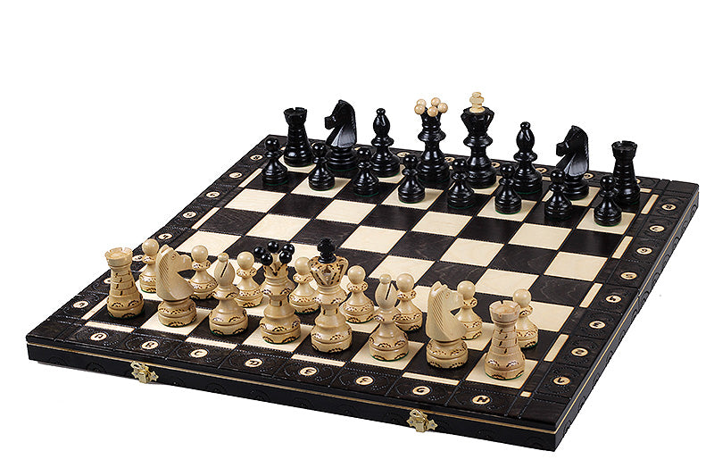 schaakspel ambassador hout zwart