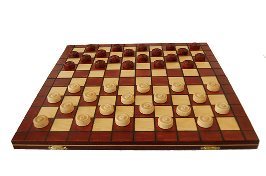 Houten damspel cassette